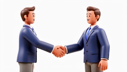 Fototapeta premium Agreement Handshake: Two figures in business attire, their hands clasped in a gesture of agreement and partnership, embodying the essence of collaboration and understanding in a simplified graphic.