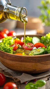 Fresh Garden Salad with Olive Oil Dressing.