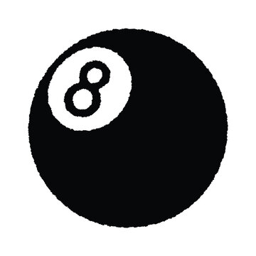 Vintage grunge illustration of billiard ball number 8 black and white vector style