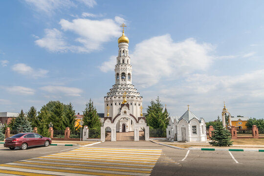 Christian chapel in Prokhorovka, Belgorod oblast of Russia, commemorating Russian soldiers died in Kursk tank battle during World War.
