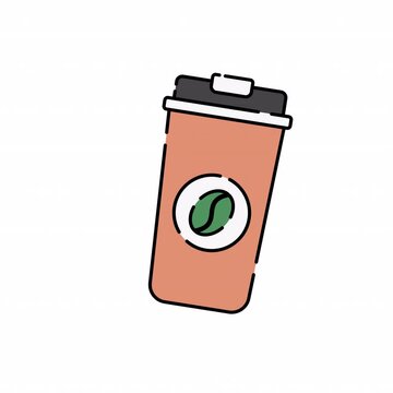 To-go coffee cup Illustration animation with bright colour palette in flat design style Ideal for caf&eacute; branding, menus, and coffee-themed designs. Alpha Channel