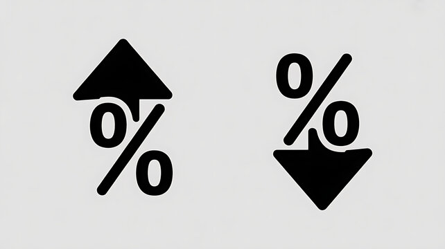 Financial Statistical Visualization: Percentage Increase and Decrease in Business Growth Metrics and Market Trends with Minimalist Design