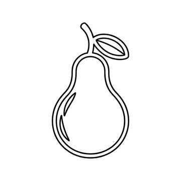 Minimalist Botanical Art: Monochrome Pear Outline in Simple Line Art and Organic Shape Design