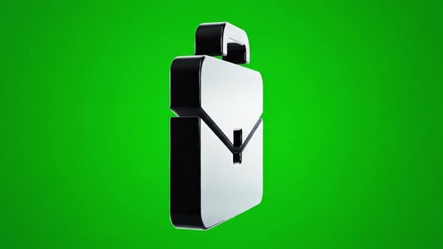 Modern black briefcase on vibrant green background