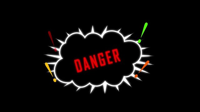 Explosive danger sign alert animation dynamic explosion cloud