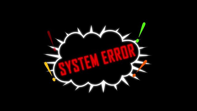 System error message animation with explosion effect in 3 d style