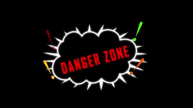 Explosive danger zone warning sign animated with dynamic