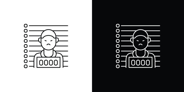 Crime and justice system mugshot icon, police lineup and arrest record symbol
