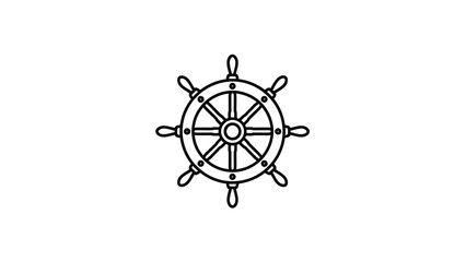 Obraz premium Ship wheel icon in thin line art style isolated on white background.