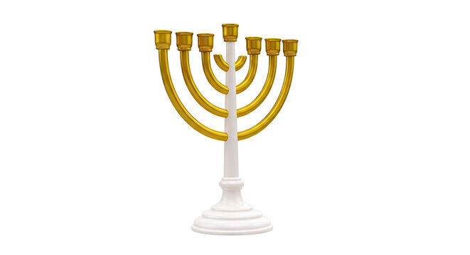 Golden Menorah on White Background