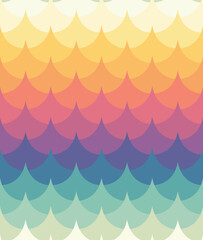 Seamless scallop pattern featuring smooth rainbow gradients, soft overlapping shapes, and modern aesthetic perfect for backgrounds, textiles, branding, and digital designs. © Douglast