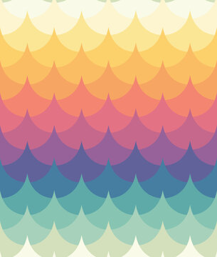 Seamless scallop pattern featuring smooth rainbow gradients, soft overlapping shapes, and modern aesthetic perfect for backgrounds, textiles, branding, and digital designs.