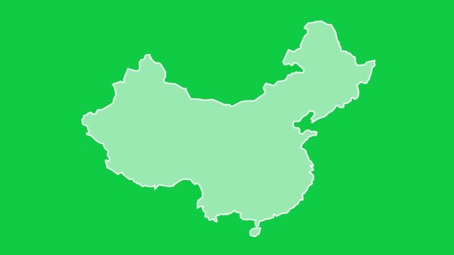 China map glow outline animation green background