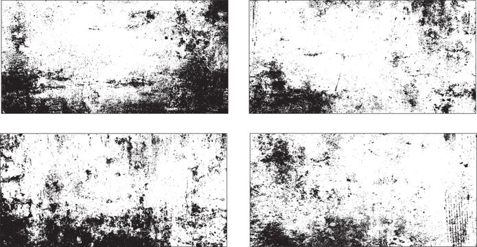Abstract vertical stripes showcasing textural variations in grayscale Collection of vector overlay, distress grunge textures set 