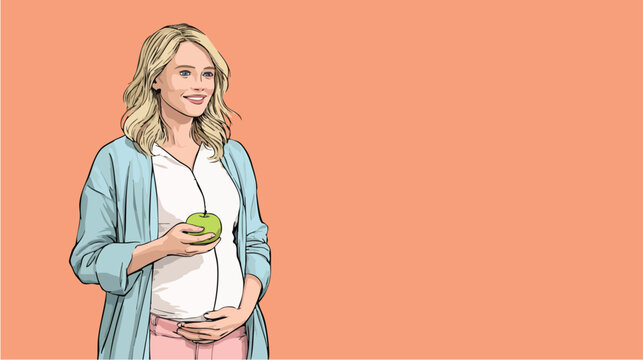 Pregnant Woman Portrait Illustration Emphasizing Maternity.