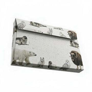 Box with arctic animals polar bears seals and other wildlife.