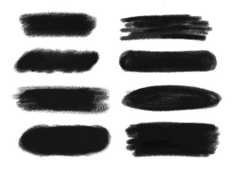 Set of Crayon Charcoal brush strokes. Set of black hand drawn brush crayon background text.