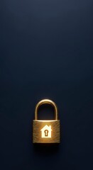 Naklejka premium Golden padlock with house symbol security.