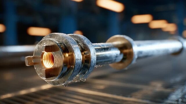 Industrial Engineering Marvel: Close-up of a meticulously crafted metal component, its precision and robustness illuminated in a display of industrial ingenuity. 