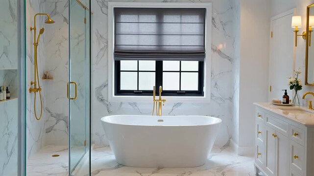 Modern bathroom with marble and gold fixtures for Contemporary Lifestyle and Visual Storytelling
