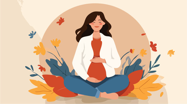 Female meditator in lotus pose with calm focused expression.