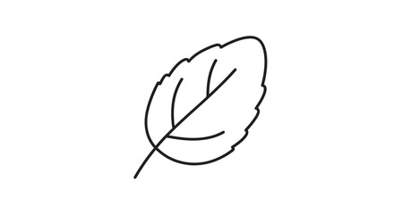 Simple line art illustration of a mint leaf on a white background © Konco
