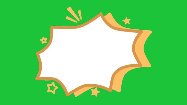 cartoon speech bubble star frame on green background for text banner playful animation loop design hd