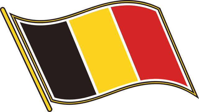 Belgian flag colors displayed on a black diamond shaped badge