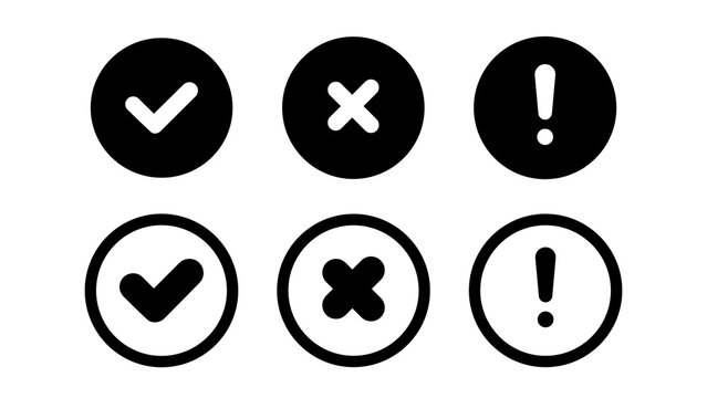 Check tick mark icon set, hand drawn cross box x check mark checkbox v, sketch marker checklist symbol right and wrong set, brush marker checklist symbol, Hand drawn doodle vote yes no 