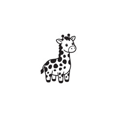 Obraz premium Cute Cartoon Giraffe Illustration Simple Line Art.