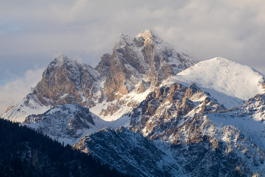 Snow-Covered Mountain Peaks of Grand Tetons