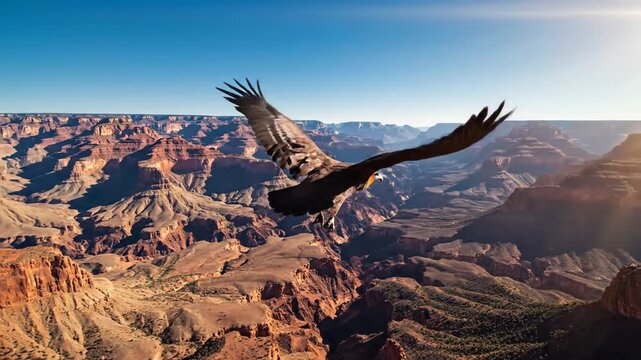 A Majestic California Condor Soaring Over a Stunning Canyon