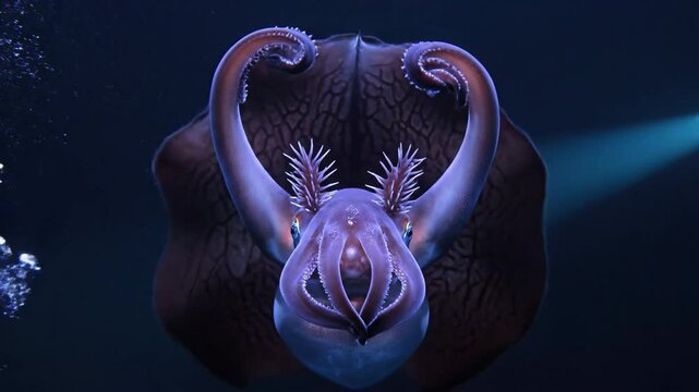 Squid in a Deep Blue Underwater Environment