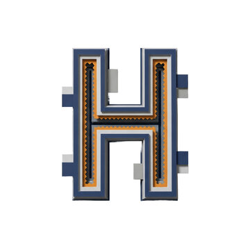 3D letter H with layered borders