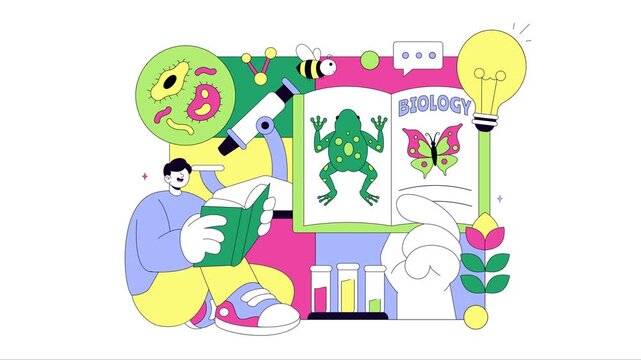 Animation of Biology and DNA Gene Molecule Illustration