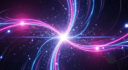 Fototapeta premium abstract background with glowing neon lights and data flow illustrating digital technology and dynamic energy lines.