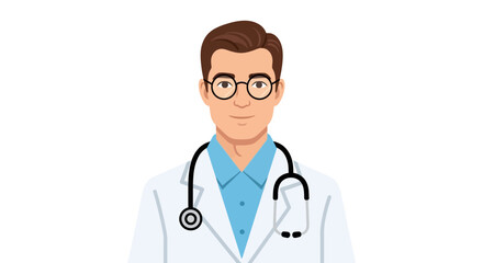 Fototapeta premium Doctor, male doctor, physician illustration, medical professional, cartoon doctor