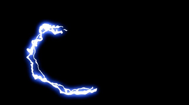 spinning electric arc lightning effect glowing on black background smooth loop animation energy visual