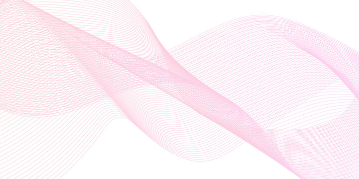 Dynamic minimal smoke sound line. Abstract glowing  pinke blend line smooth flow soundwave curve energy gradient vector futuristic digital outline line science design.