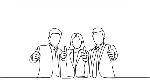 Diverse group of business team members show positive affirmation with unanimous thumbs up gesture