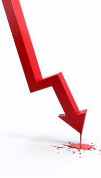 Red downward arrow indicating loss with splatter effect illustrating Fall and rise  