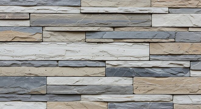 Textured Multicolor Stone Brick Wall Surface