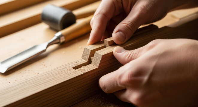 Crafting a Mortise and Tenon Joint Precision Woodworking Detail.