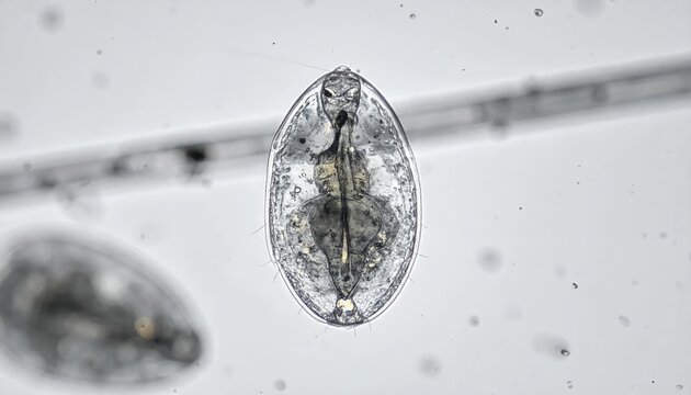 Microscopic view of a single-celled organism in water.