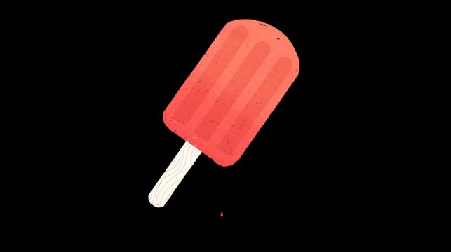 red popsicle ice cream on stick isolated on black background minimal summer dessert animation clip