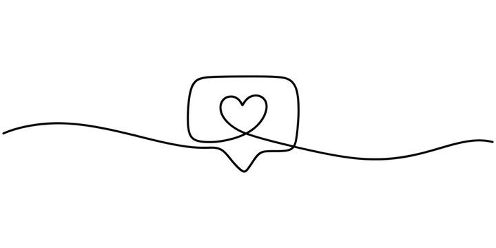 continuous one line drawing Red USB cable shaped like a heart isolated on white background representing technology and love concept