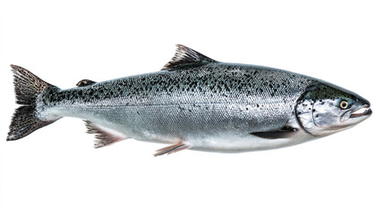 Obraz premium large fresh Atlantic salmon fish presented on white background.