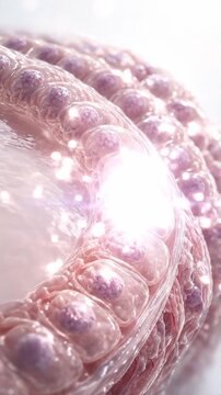 Thyroid hormone t3 t4 cell tissue endocrine gland medical showing illustration of thyroid hormone signals t3 t4 moving through thyroid tissue cell layers, glowing membrane, detailed texture