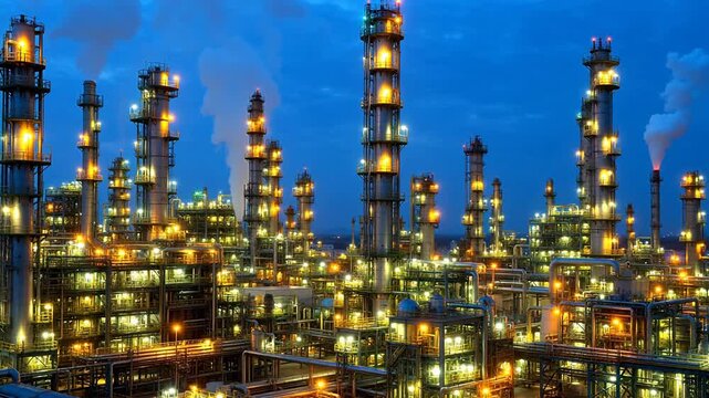 Oil refinery at night for Contemporary Lifestyle and Visual Storytelling