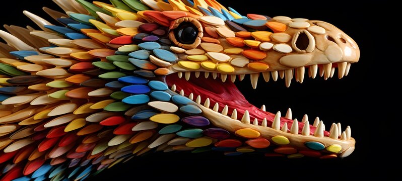 Ankylosauria shaped matchstick carving,generative AI